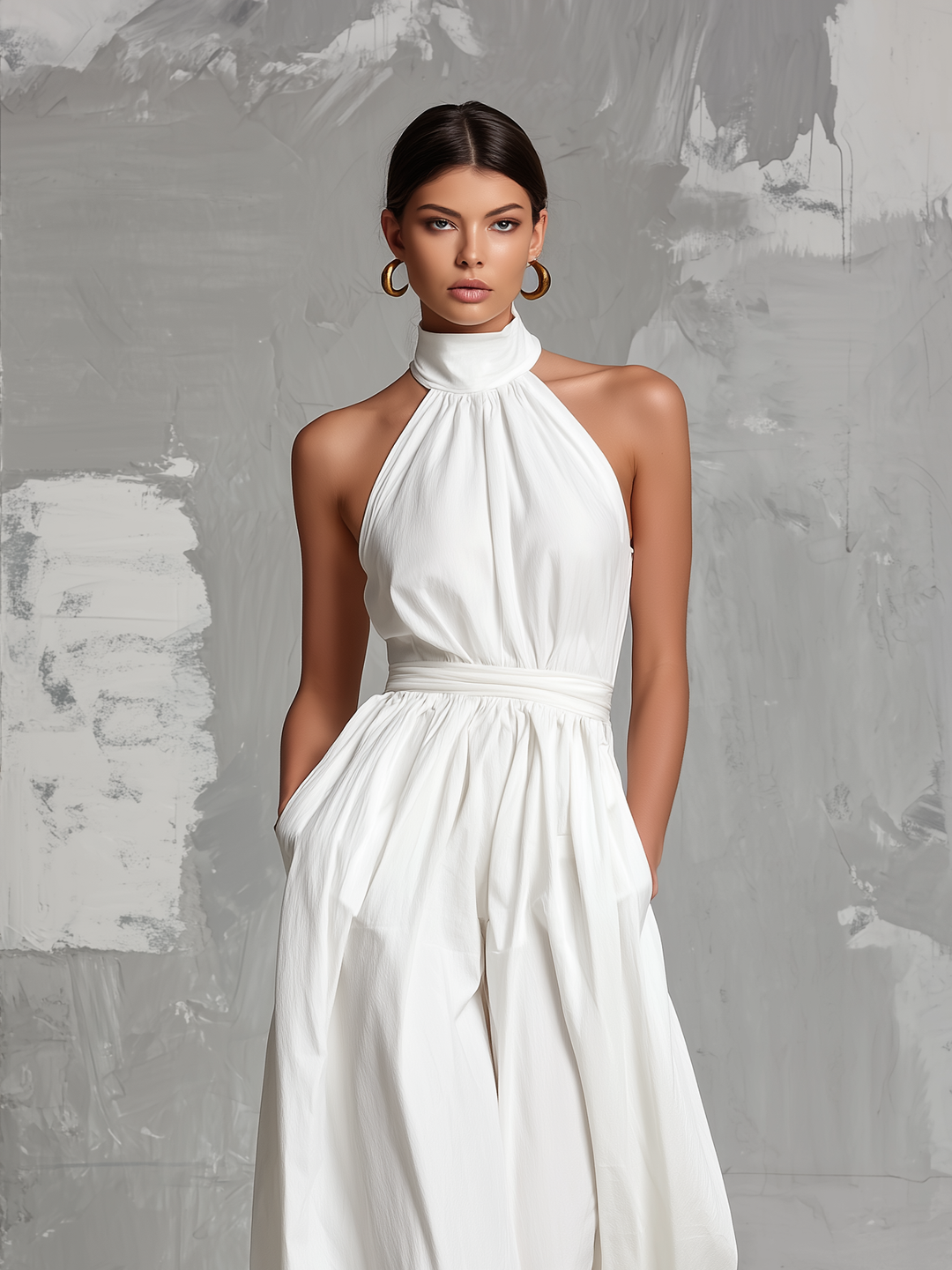 Joséphine – White Crochet Sleeveless Jumpsuit