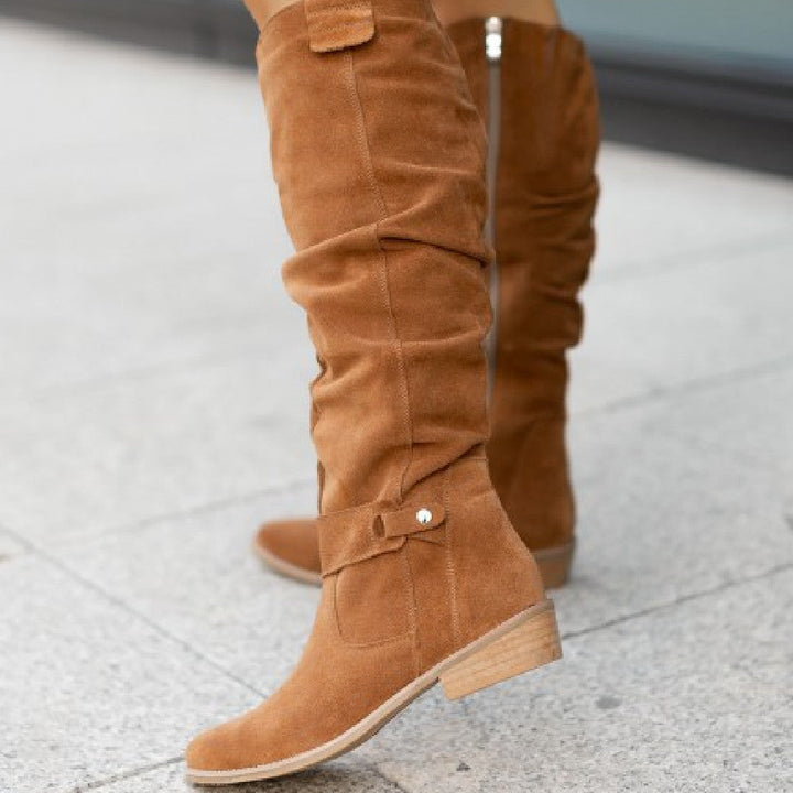 Elodie | Effortless Women's Knee-High Boots with Zipper Closure and Low Heel