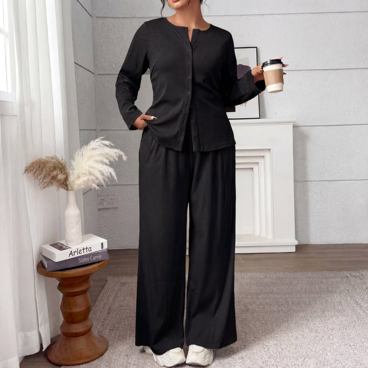 Black knitted sweater and pants set