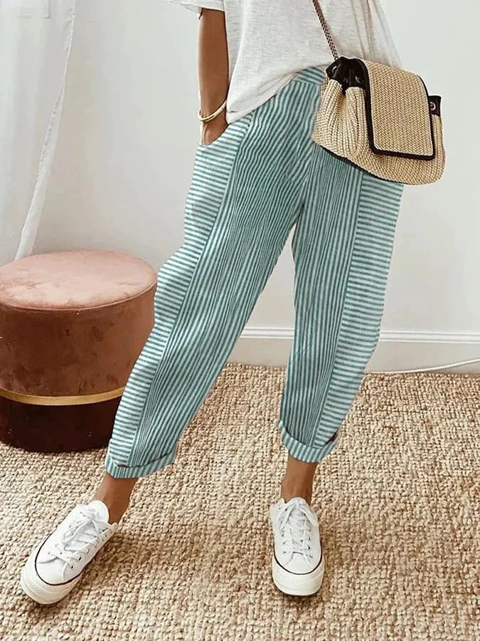 Cecily™ | Striped Cotton Trousers