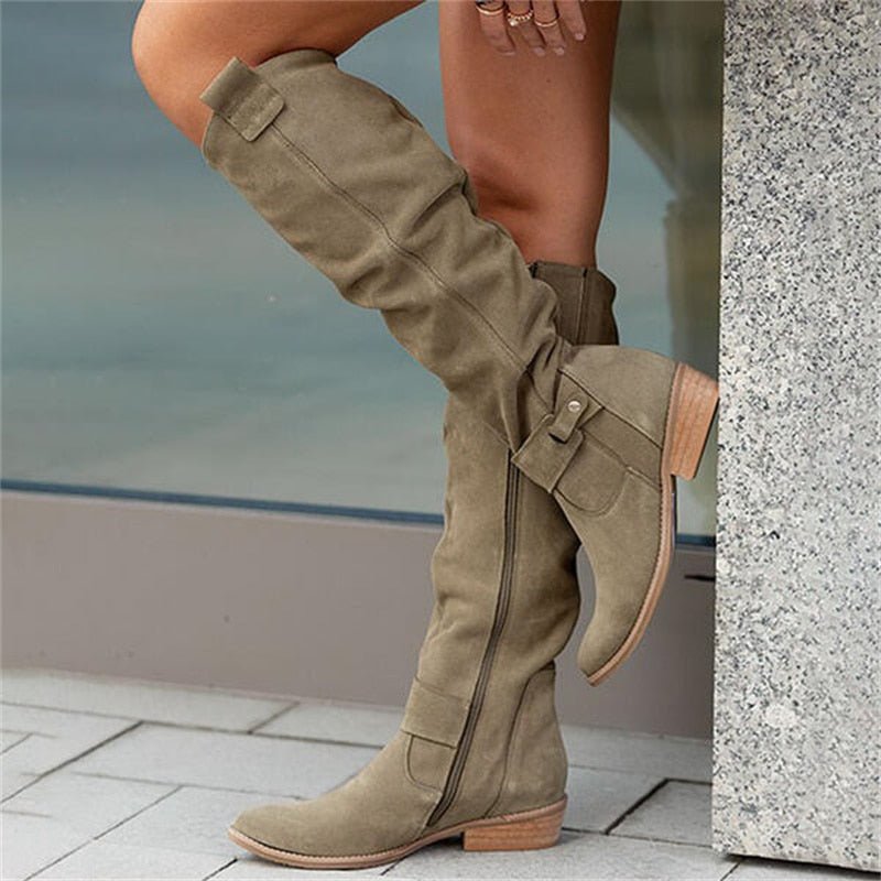 Elodie | Effortless Women's Knee-High Boots with Zipper Closure and Low Heel