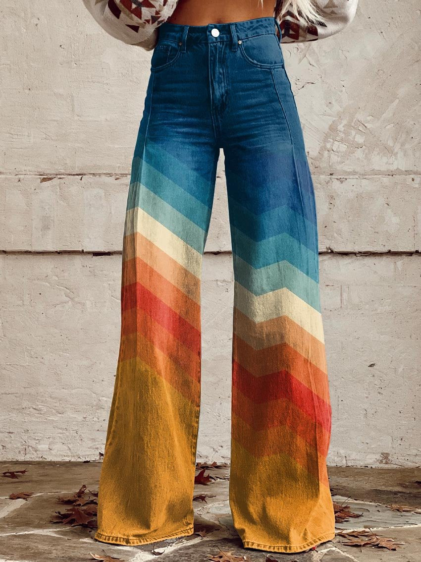 Leora™ | Retro Zigzag Wide-Leg Pants