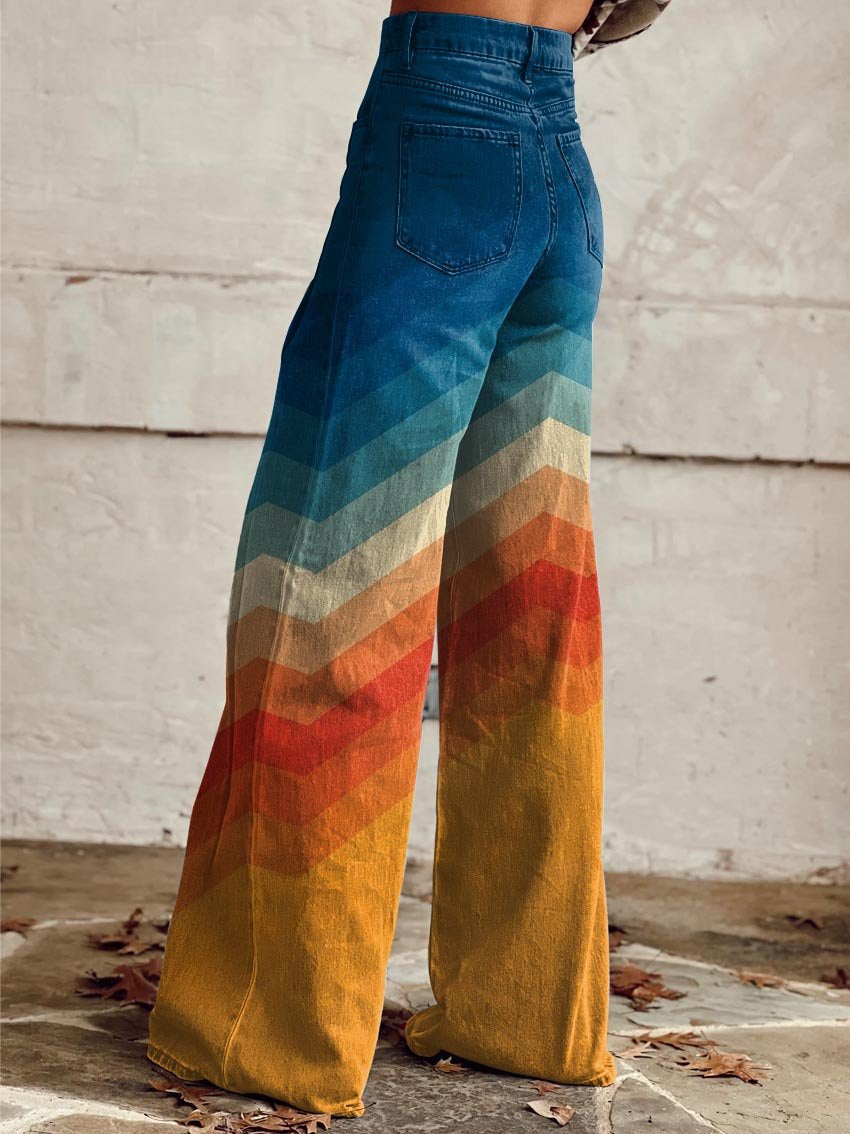 Leora™ | Retro Zigzag Wide-Leg Pants
