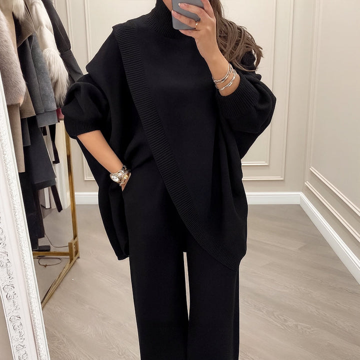 Malory - 2-Piece Set – Asymmetrical Sweater + Wide-Leg Pants
