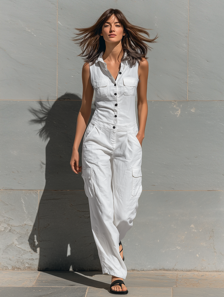 Pauline – Sleeveless Cotton Blend Jumpsuit