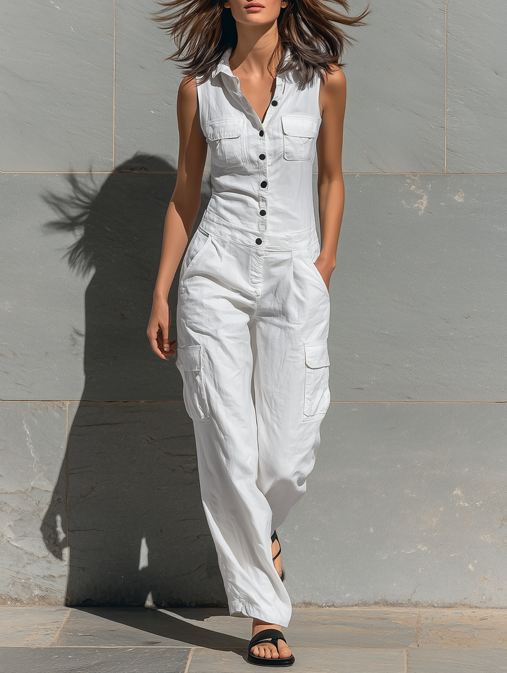 Pauline – Sleeveless Cotton Blend Jumpsuit