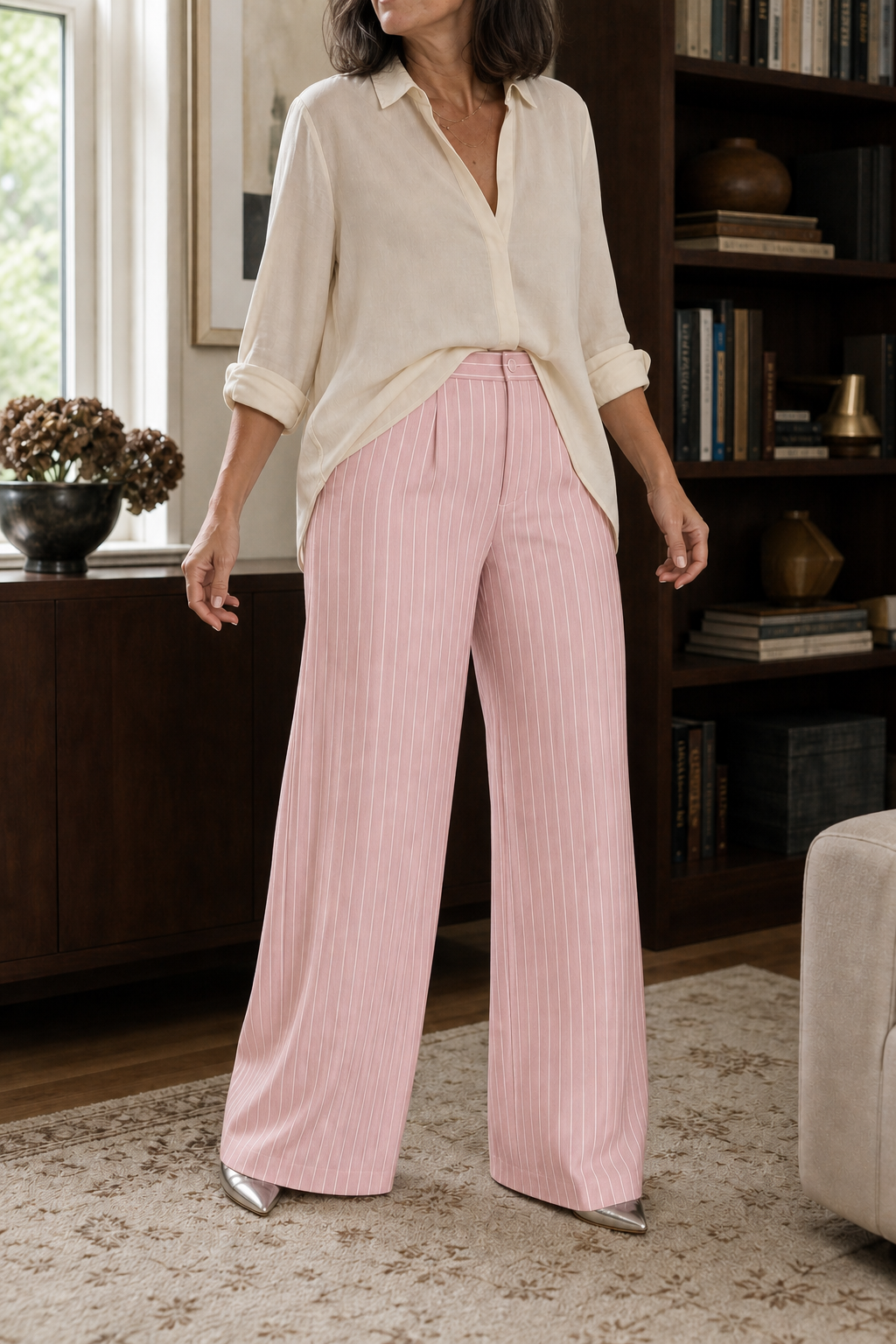 Nerys™ | Pinstripe Wide-Leg Trousers