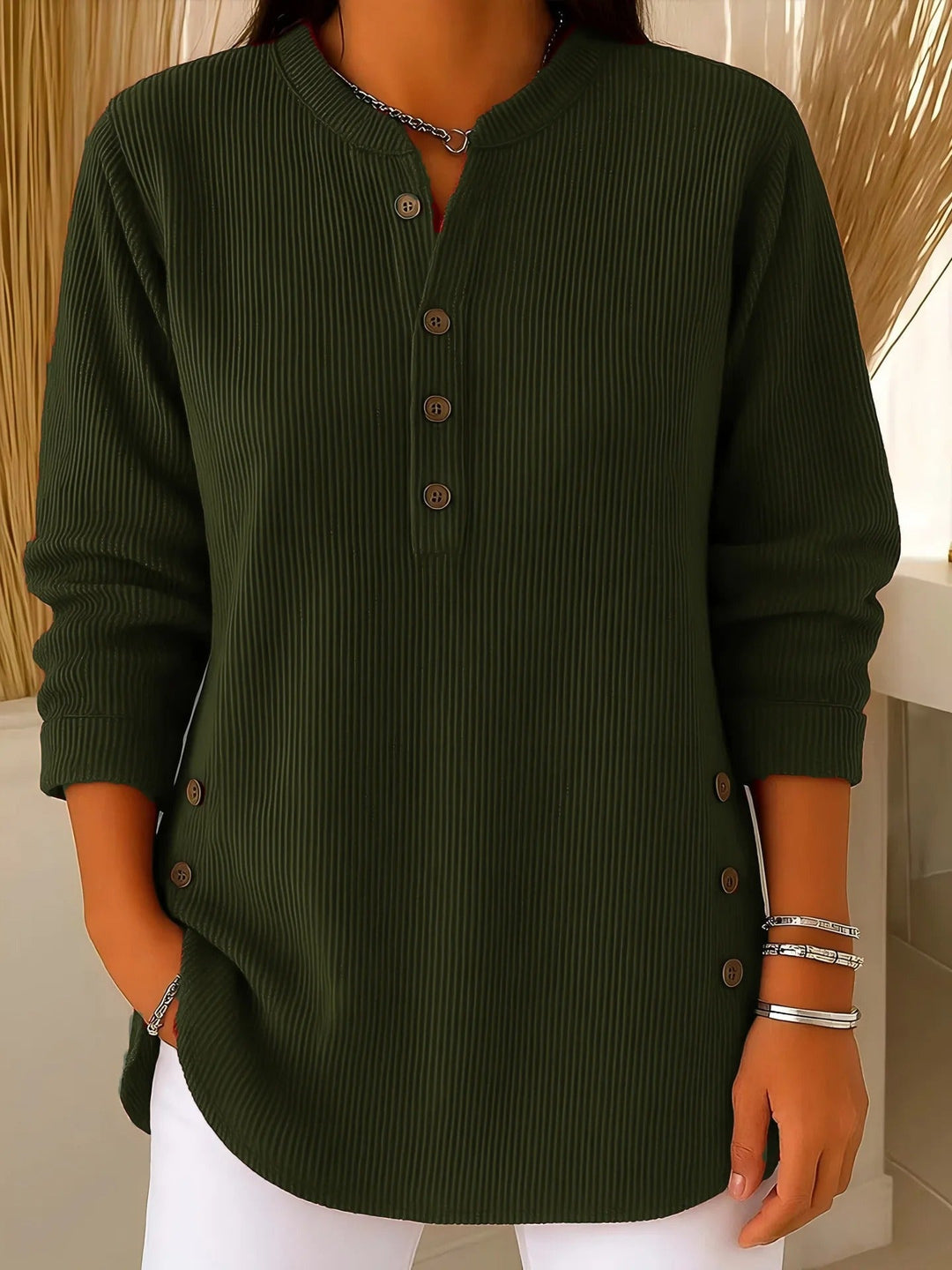 Élise™ – Plain long-sleeved knit sweater