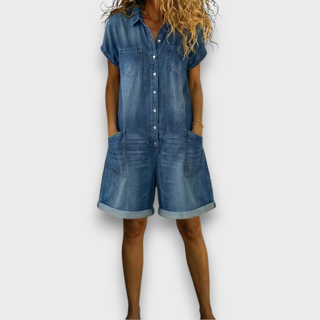 Sofia – Short Vintage Cotton Denim Overalls
