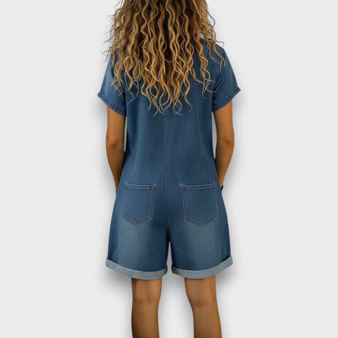 Sofia – Short Vintage Cotton Denim Overalls