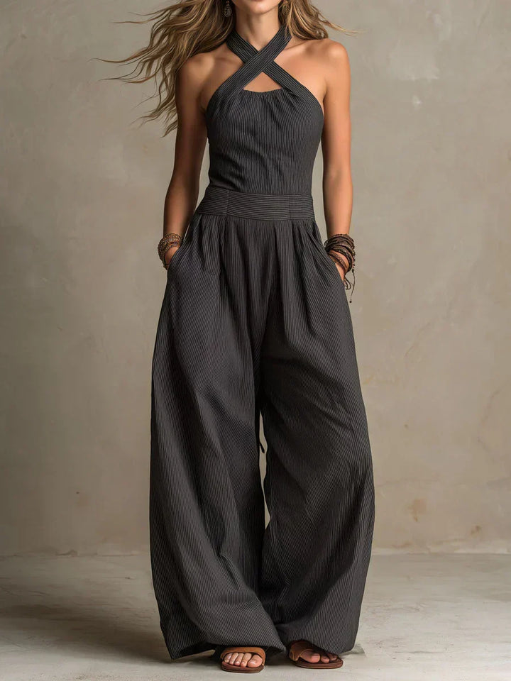 ADRIANA – Elegant jumpsuit with a crossover neckline