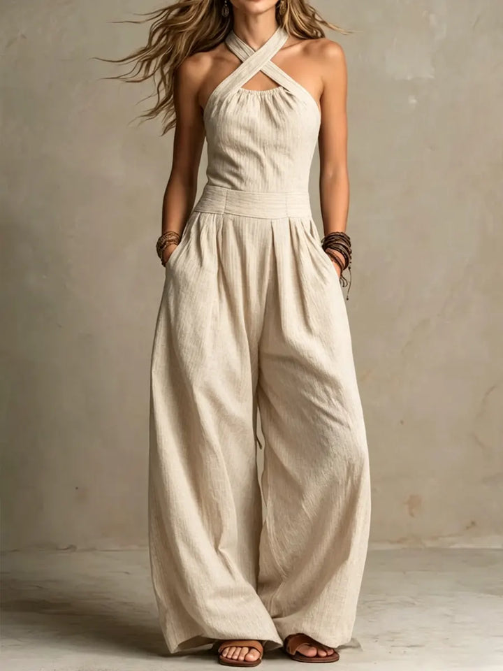ADRIANA – Elegant jumpsuit with a crossover neckline