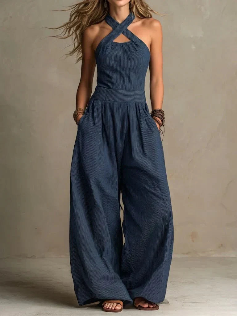 ADRIANA – Elegant jumpsuit with a crossover neckline