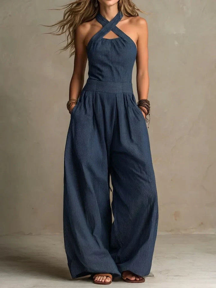ADRIANA – Elegant jumpsuit with a crossover neckline