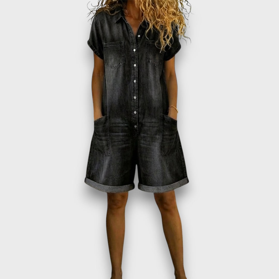 Sofia – Short Vintage Cotton Denim Overalls