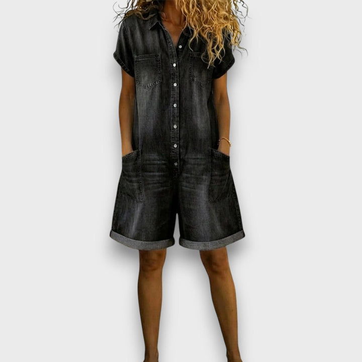 Sofia – Short Vintage Cotton Denim Overalls