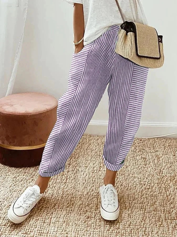 Cecily™ | Striped Cotton Trousers