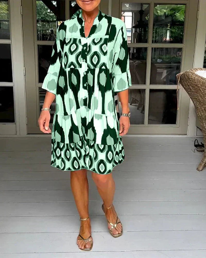 Endra | Printed Dress with 3/4 Sleeves