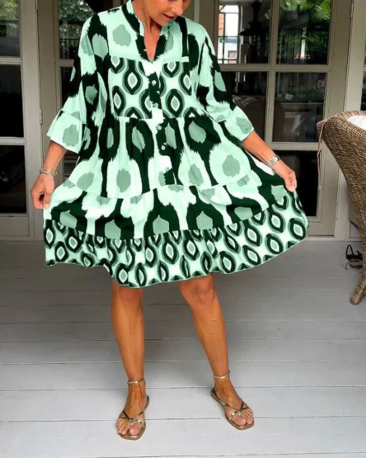 Endra | Printed Dress with 3/4 Sleeves