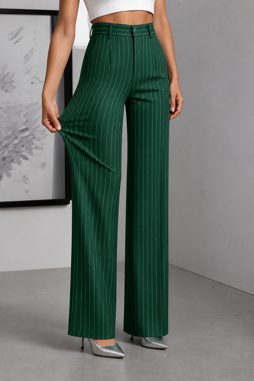 Nerys™ | Pinstripe Wide-Leg Trousers