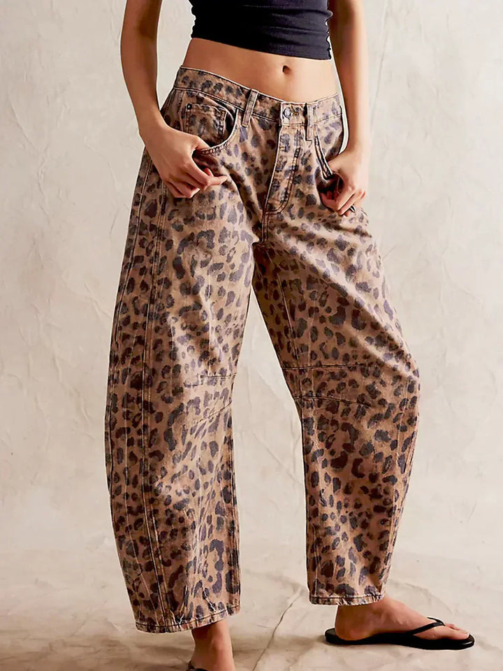 Olympia™ | Leopard Print Wide-Leg Jeans