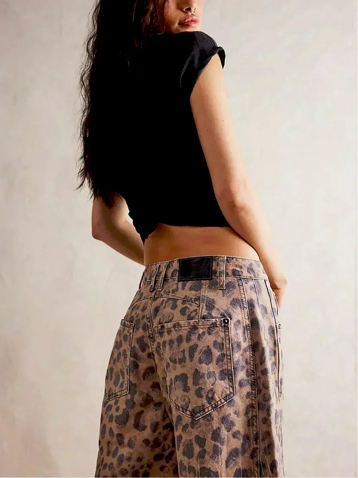 Olympia™ | Leopard Print Wide-Leg Jeans